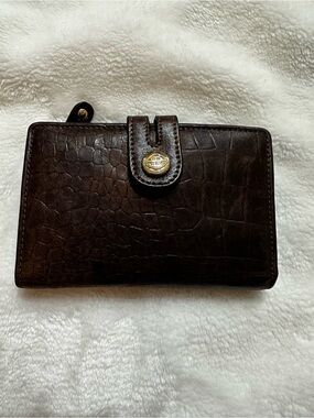 THE TREND Ladies Y2K Classic Brown Embossed Italian Leather Wallet EUC